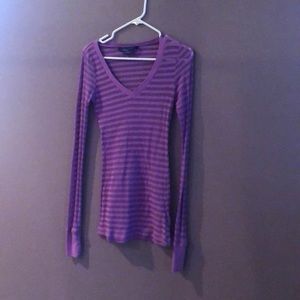 Casual semi sheer long sleeve V-neck